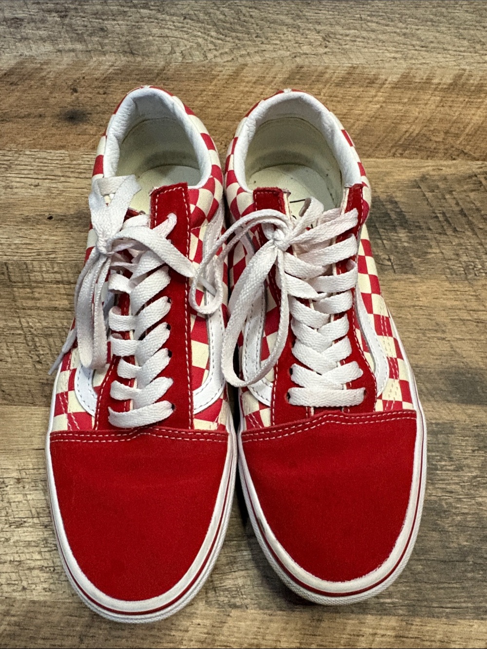 Vans Red & White Checkerboard Low-Top Sneakers